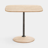 Rastrema Square Pedestal Luxury Side Table in travertine