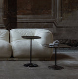 Rastrema Square Pedestal Luxury Side Table in a room setting