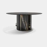 Round Marble Oriol Dining Table with Metal Detailing, alternative angle