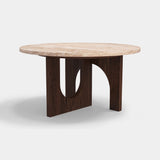 Caffe Latte Affogato Round Coffee Table in travertine and walnut