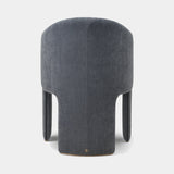 Siena curved dining chair in grey velvet, back view