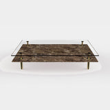Sottile Brass Column Luxury Coffee Table in Emperador Dark marble