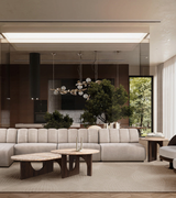 Caffe Latte Affogato Round Coffee Table in a room setting