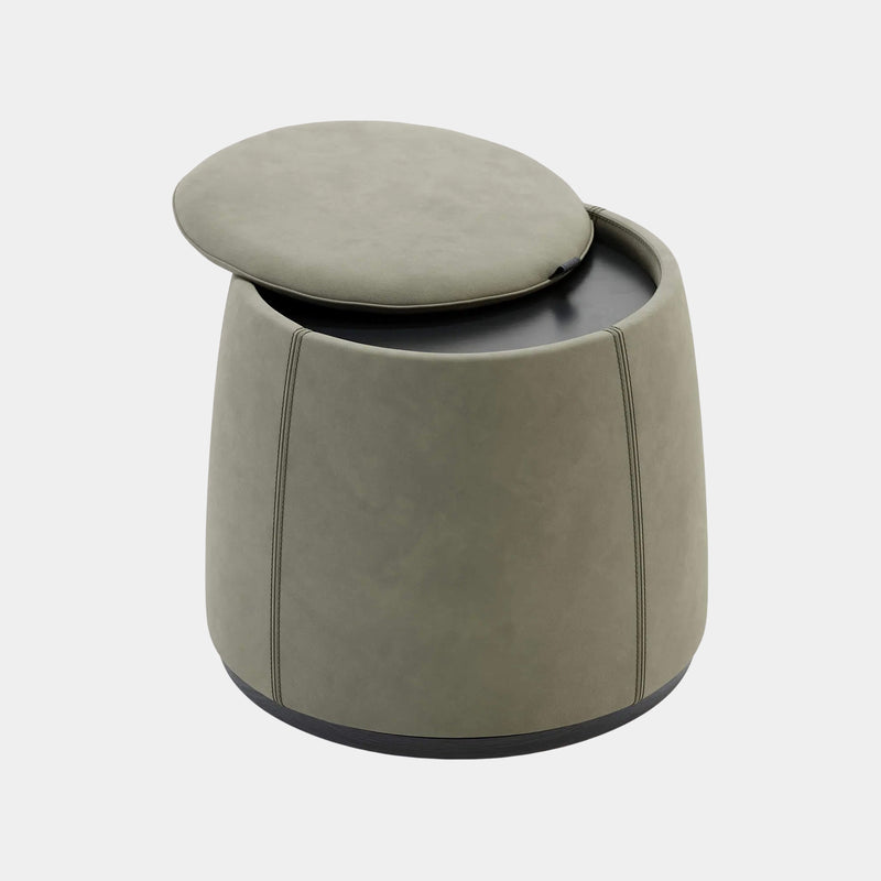 Taylor Suede Pouf with Cushion Top & Under Seat Storage