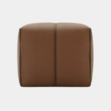 Textured Faux Leather Pouf with Velvet Piping