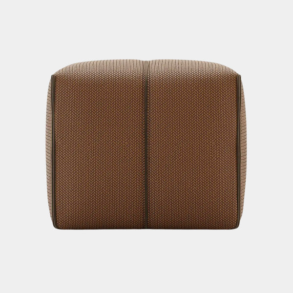 Textured Faux Leather Pouf with Velvet Piping