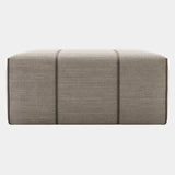 Textured Weaved Pouf with Velvet Piping