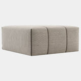 Textured Weaved Pouf with Velvet Piping