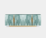 The Private Label Force Sideboard, eucalyptus veneer with hammered aged brass, available from Touched Interiors UK
