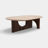 Caffe Latte Affogato Oval Coffee Table in travertine and walnut