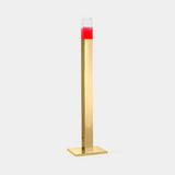 Vedetta Column Luxury Floor Lamp in 24 carat gold plated stainless steel with a red acrylic top
