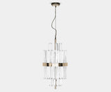 Luxxu Liberty Pendant Light in gold plated brass and clear crystal glass