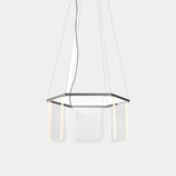 Vetrata Hexagonal Acrylic Luxury Suspension Lamp in transparent cast acrylic with a deep anthracite structure