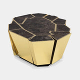 Luxxu Crackle Coffee Table in polished brass, Emperador marble and black glossy lacquer