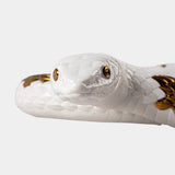White Porcelain Luxury Snake Sculpture with Copper Luster
