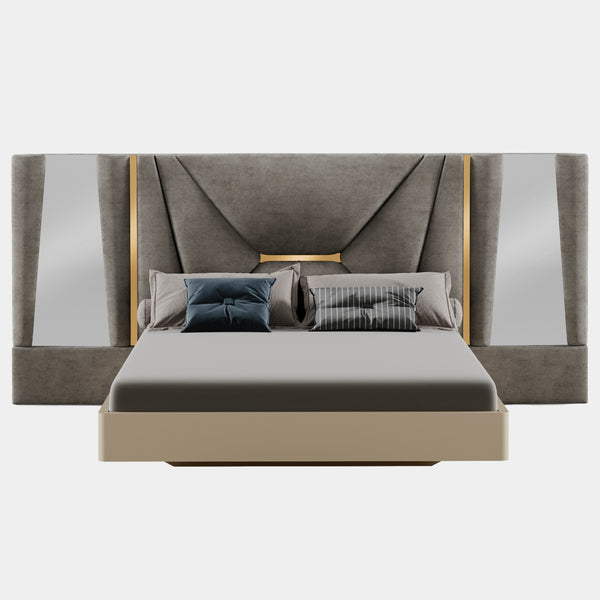 Alodia Luxury Bedstead with Mirror & Golden Detailing