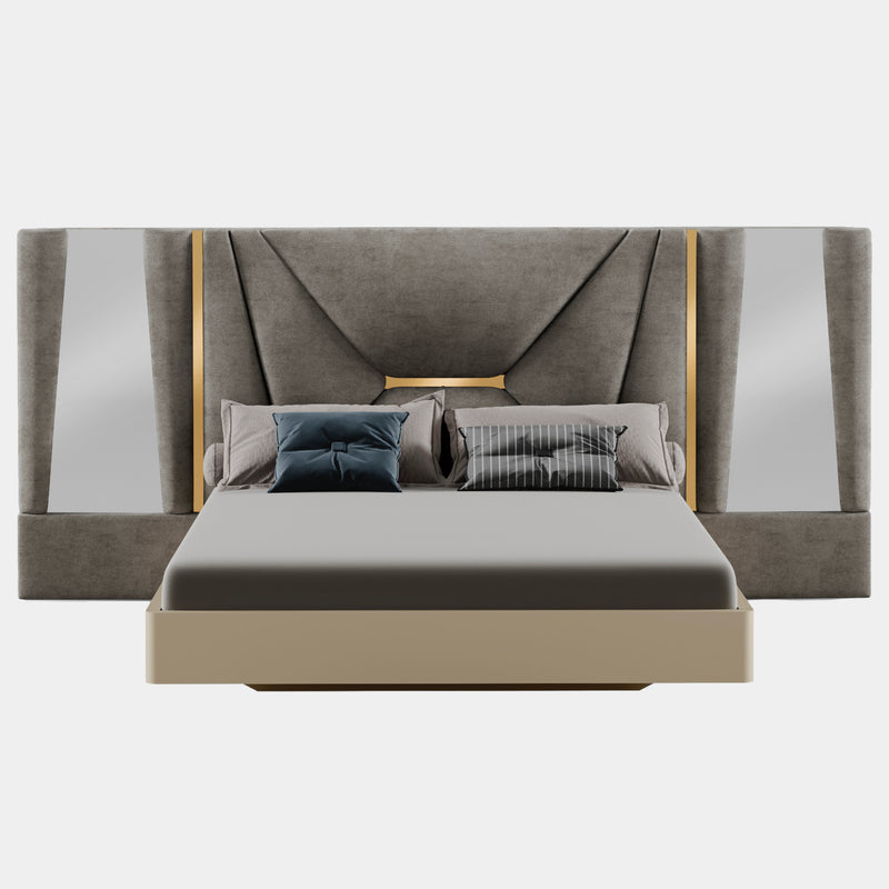 Alodia Luxury Bedstead with Mirror & Golden Detailing