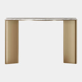 The Private Label Mirus Console Table: Aged Brass & Carrara Marble