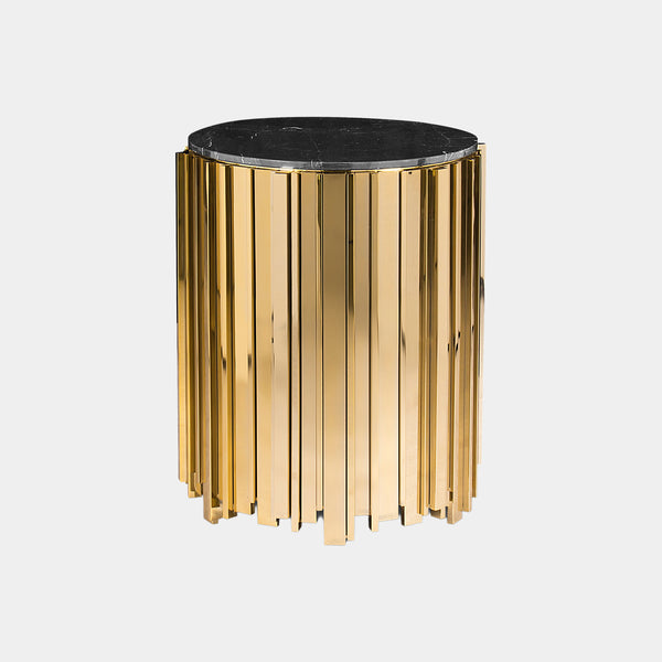 Ancona Grande Gold Plated Brass & Nero Marquina Marble Side Table