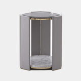 Arnault Grey Leather Side Table