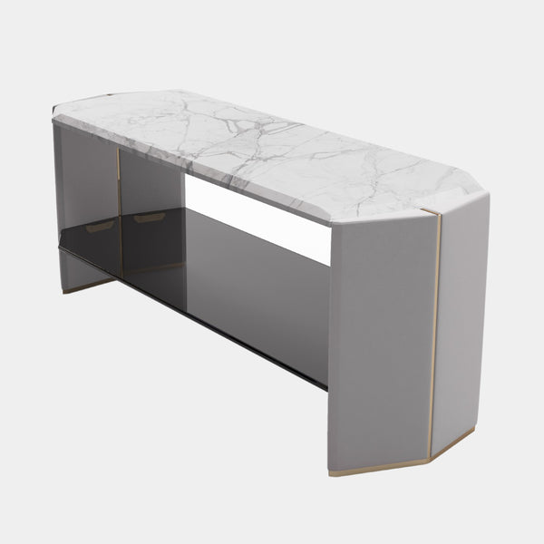 Arnault Long Side Table with Marble Top