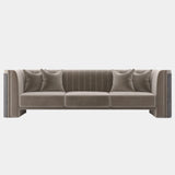 Arnault Soft Velvet Luxury Sofa with Glossy Eucalipto Frise Veneer