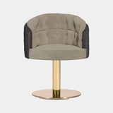 Bahama Swivel Dining Chair in Polished Brass with Grey Leather