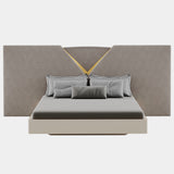 Barbey Bedstead with Soft Velvet & Golden Detailing