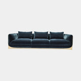 Visionnaire Ca' Foscari Sofa in deep blue velvet with a polished gold base