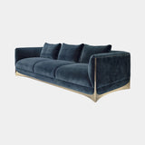 Visionnaire Ca' Foscari Sofa in deep blue velvet with a polished gold base, second view