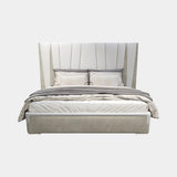 Colosseum Diamond Stitched Luxury Bedstead: ivory quilted velvet (Cat A Quilted), polished brass details