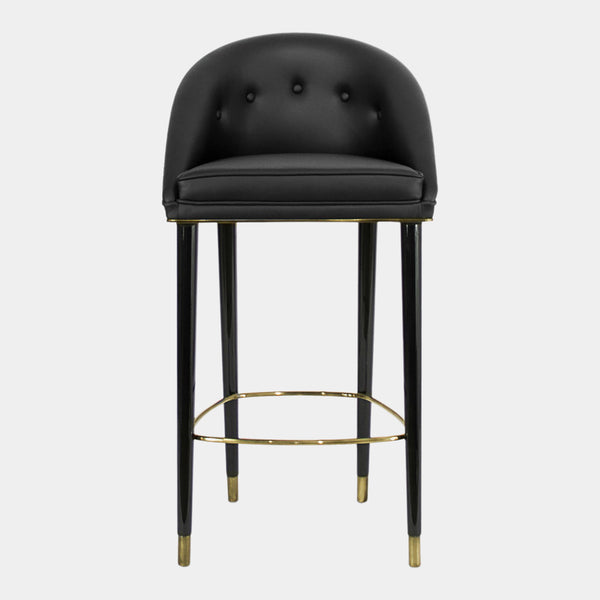 Designer Upholstered Lacquered Matte Brass Bar Chair