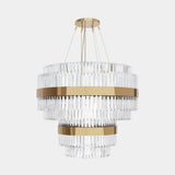 Luxxu Liberty Round Chandelier in gold plated brass and clear crystal glass