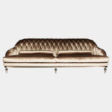 Visionnaire Hagal Sofa: Modern luxury sofa featuring a diamond-quilted velvet backrest, plush Memory Foam® cushions, and chrome-finished feet.