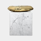 Hammered Brass Luxury Side Table with Marble