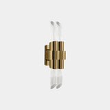 Gold & Crystal Fireplace Sconce with Ribbed Design - Celeste