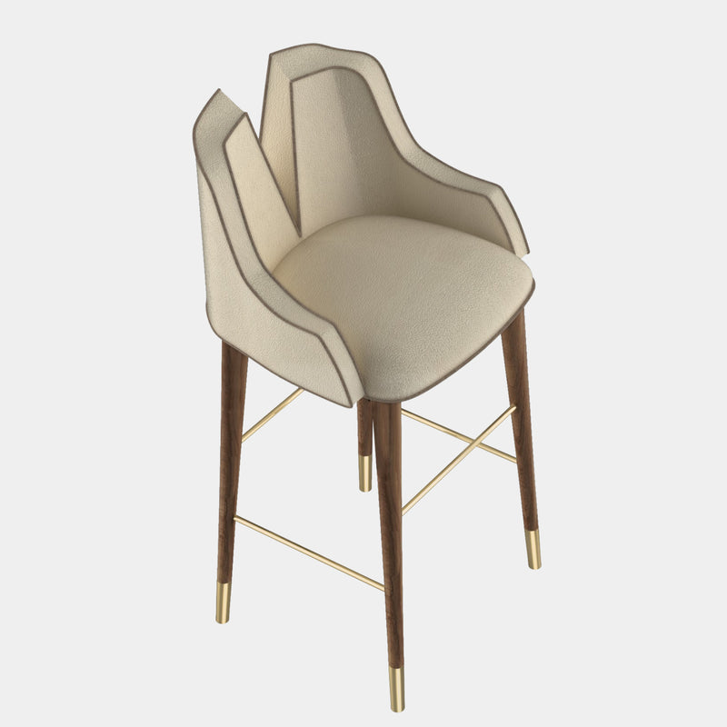 Infinity Luxury Walnut Bar Chair with Polished Brass Detailing