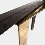 Textured Cement and Metal Console: Visionnaire's Lego Console Table features a striking contrast between rough-textured, matte black cement and luxurious, hand-finished aluminum.