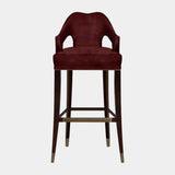 Luxurious Upholstered Cotton Velvet Aged Brass Bar Chair