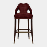 Luxurious Upholstered Cotton Velvet Aged Brass Bar Chair