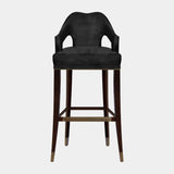 Luxurious Upholstered Cotton Velvet Aged Brass Bar Chair