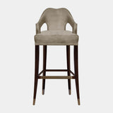 Luxurious Upholstered Cotton Velvet Aged Brass Bar Chair