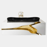 Maison Valentina Lapiaz Bathtub, polished stainless steel and gold, available from Touched Interiors UK