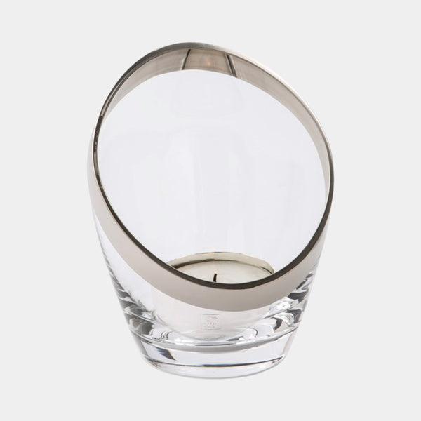 Opera Curved Clear Glass Tea Light Holder Set