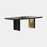 Luxxu Beyond Dining Table in polished brass and black glossy lacquer