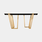 Luxxu Apotheosis Console Table in polished brass, Nero Marquina marble and black glossy lacquer