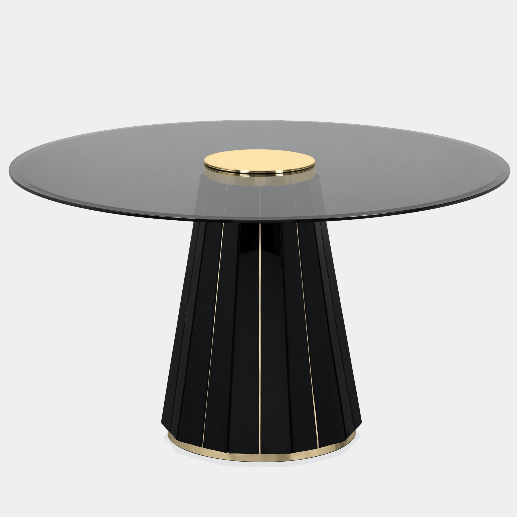 Smoked glass round dining outlet table