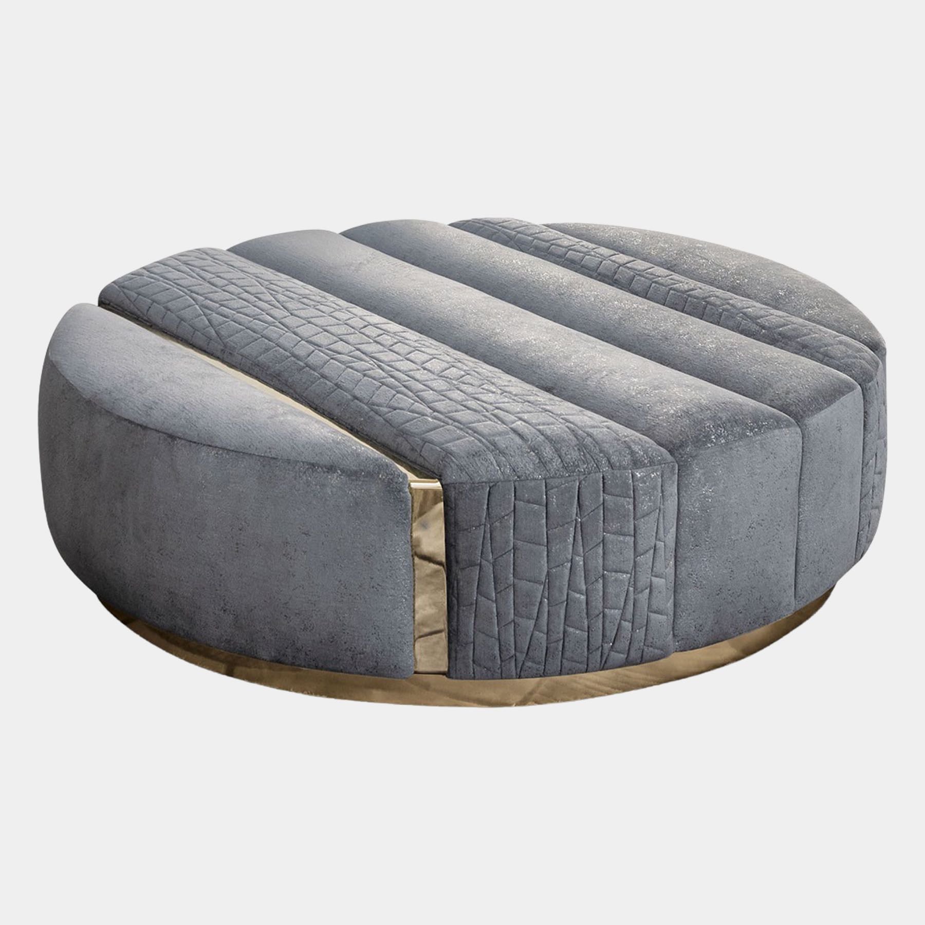 Round Upholstered Vittoria Quilted Ottoman Touched Interiors