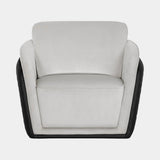 Luxxu Opera Armchair in white velvet and Laguna Black natural leather