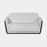 Luxxu Opera Two Seat Sofa in white velvet and Laguna Black natural leather